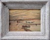A. Renaud-Pe malul mării, pictură veche, Peisaje, Ulei, Impresionism