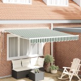 Marchiza retractabilă automată vidaXL Verde și Alb 350x250 cm