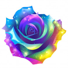 Sticker decorativ Trandafir, Multicolor, 66 cm, 7697ST foto