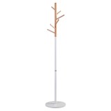 Cumpara ieftin Cuier haine tip pom Marianna metal alb - culoare lemn natural D37x169cm