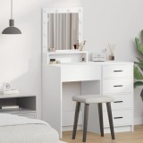 Masă de toaletă cu lumini LED, alb, 50x41x135 cm