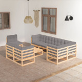 VidaXL Set mobilier grădină cu perne, 9 piese, lemn masiv de pin