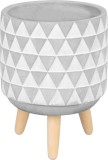 Ghiveci decorativ MagicHome cu mozaic gri/alb, din ciment, cu picioare, 13x13x12 cm