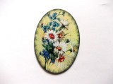 Magnet frigider cu margarete si flori albastre 41852