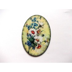 Magnet frigider cu margarete si flori albastre 41852