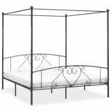 Cadru de pat cu baldachin, gri, 180 x 200 cm, metal GartenMobel Dekor, vidaXL