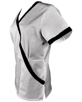 Halat Medical Pe Stil, alb cu Elastan și cu Garnitură neagra, Model Marinela - 3XL foto