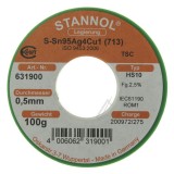 L&Ouml;TDRAHT STANNOL HS10 2510 TSC SN95 AG4 CU1 BLEIFREI 0.50 MM &Oslash; 100 G 631900 STANNOL