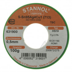 LÖTDRAHT STANNOL HS10 2510 TSC SN95 AG4 CU1 BLEIFREI 0.50 MM Ø 100 G 631900 STANNOL