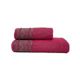 Set 2 Prosoape Ornament Fucsia 50x100 si 70x140 cm (Bumbac 100%)