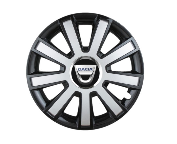 Set 4 capace roti Flash Gri-Negru R14 pentru gama auto Dacia