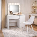 Masa de toaleta/machiaj, Irina + scaun Mark, alb, cu oglinda si LED-uri, 94x43x141 cm GartenVIP DiyLine