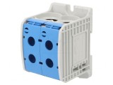 Conector șine 185mm2 1 pistă 4 borne albastru