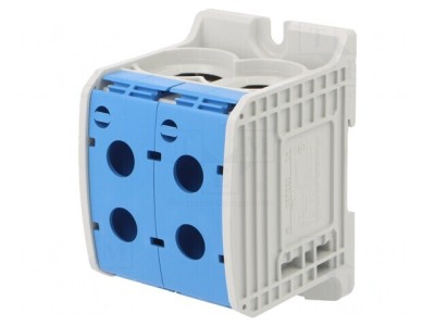 Conector șine 185mm2 1 pistă 4 borne albastru foto