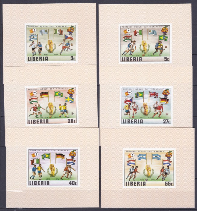DB1 Fotbal CM 1982 Spania Liberia 6 x SS NDT MNH