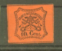 Italy Papal State 1867 Coat of arms 10C Mi.15 MH AM.359 foto