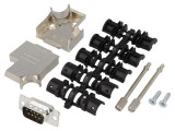 Set Conector D-Sub 9 Pin Mufă Tată Lipire Neagră