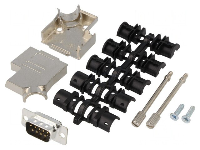 Set Conector D-Sub 9 Pin Mufă Tată Lipire Neagră