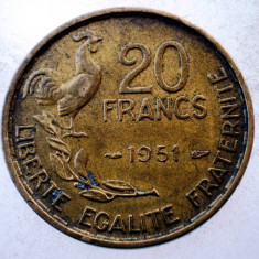 7.823 FRANTA 20 FRANCS FRANCI 1951 G. GUIRAUD 4 plumes