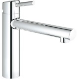 Baterie de bucatarie Grohe Concetto 31128001, 3/8&amp;#039;&amp;#039;, tip L, pipa medie, cartus ceramic, pivotanta, Crom