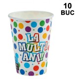 Pahare Carton Set 10 Buc, Multicolor, Capacitate 270ml, Imprimeu &Ccedil;&times;La Mulți Ani&Ccedil;Ł