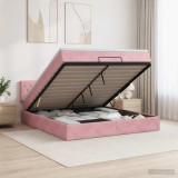Cumpara ieftin Pat Ottoman cu Saltea si LED Roz 160 x 200 cm Catifea
