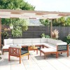 Set Mobilier Gradina Gossi, 12 Piese, Lemn Acacia, Perne Crem, Colt/Mijloc/Fotoliu/Taburet/Masa