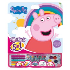Set Bloc de Colorat, AS, Giga Block Peppa 5in1, 25 File Preimprimate, Multicolor, 42x35x1.2cm