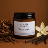 Tutun și vanilie lum&acirc;nare parfumată din ceară naturală de soia &icirc;n sticlă ambră