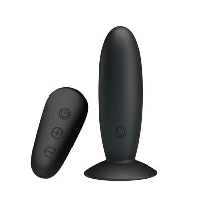 Dop Anal Cu Vibratii Mr. Play, Negru, 11 cm foto
