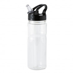 Sticla sport cu pai 600 ml, fara BPA, Everestus, NA01, plastic, transparent, saculet de calatorie inclus foto