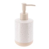 Dispenser Săpun Ceramică 330Ml Lacuit Cu Insertii &ndash; Alb / Bej