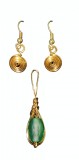 B129. Set cercei-pandantiv antique, fir gilt, Auriu, se reface la comanda dvs, RavariuArt