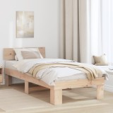 vidaXL Cadru de pat cu headboard Maro 90 x 200 cm Lemn de brad solid