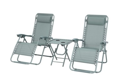 Delux 2x set șezlong și masă verde V2 foto