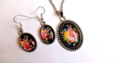 set sticla cu pandantiv , cercei cu model floral 32053