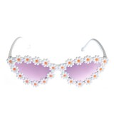 Ochelari cu flori albe si lentile mov