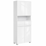 VASAGLE Dulap inalt de baie cu 2 dulapuri inchise,2 sertare si compartiment deschis pentru organizarea prosoapelor si cosmeticelor,rafturi reglabile