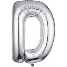 Balon Folie Litera D Argintiu - 100 cm foto