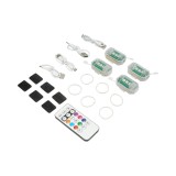 Set 4 lampi LED RGB stroboscopice cu telecomanda, 10 moduri, 8 culori, baterie litiu 150mAh reincarcabila USB-C IP65