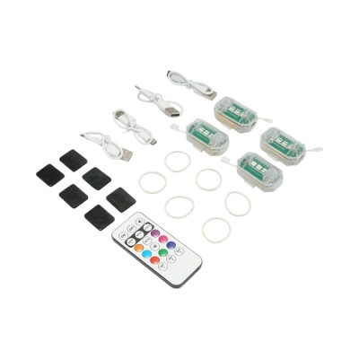Set 4 lampi LED RGB stroboscopice cu telecomanda, 10 moduri, 8 culori, baterie litiu 150mAh reincarcabila USB-C IP65 foto