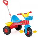 Tricicleta cu Maner MyFirstTrike Dolu, 70x70x46cm, Roti Plastic, Cos, +2 Ani, Rosu/Galben/Albastru/Negru