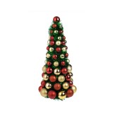 Brad decorativ de Craciun Verde cu Globuri Rosii Aurii, 45 cm, General