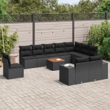Cumpara ieftin Gossi set canapele de gradina cu perne, 11 piese, negru, poliratan