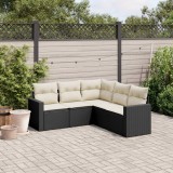 vidaXL Set mobilier de grădină cu perne, 5 piese, negru, poliratan 3251283