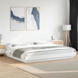 Cadru de pat alb 180x200 cm din lemn prelucrat