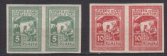ROMANIA 1918 TIMBRE DE AJUTOR EMISIUNEA MOSCOVA NECIRCULATE NEDANTELATE PERECHE SERII STARE MNH