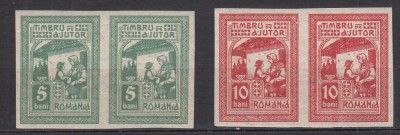 ROMANIA 1918 TIMBRE DE AJUTOR EMISIUNEA MOSCOVA NECIRCULATE NEDANTELATE PERECHE SERII STARE MNH foto