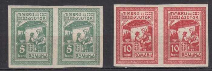 ROMANIA 1918 TIMBRE DE AJUTOR EMISIUNEA MOSCOVA NECIRCULATE NEDANTELATE PERECHE SERII STARE MNH
