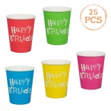Pahare Party, Happy Birthday, Set 25 buc, Multicolor, Capacitate 240ml, Oem